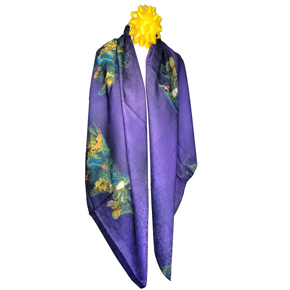 NWT Double Sided Silk Scarf 52"x52" Large Square Shawl Wrap XiangYunSha 3658 - Picture 11 of 11